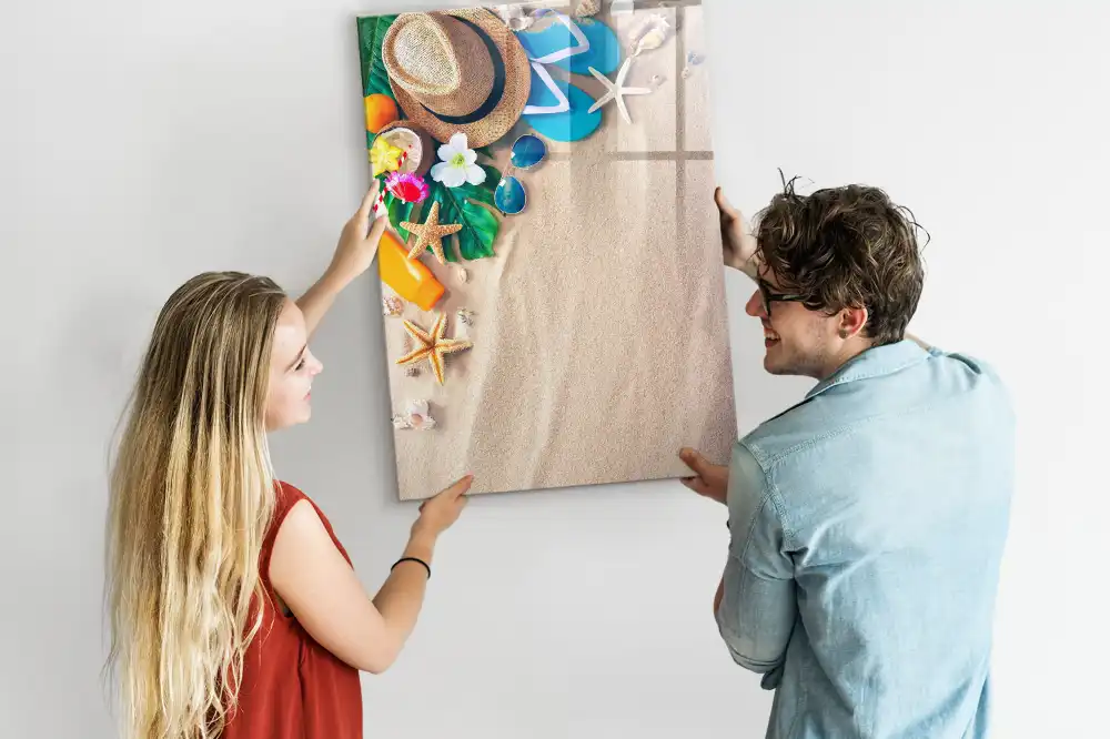 Tableau blanc magnétique effaçable à sec motif rivage sablonneux