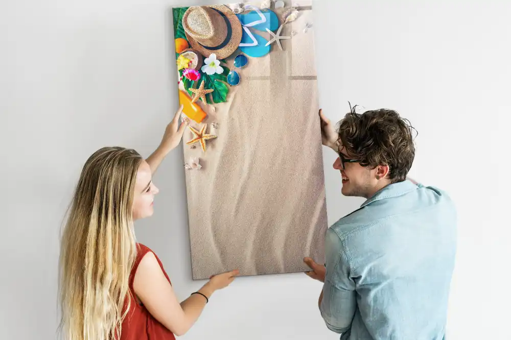 Tableau blanc magnétique effaçable à sec motif rivage sablonneux