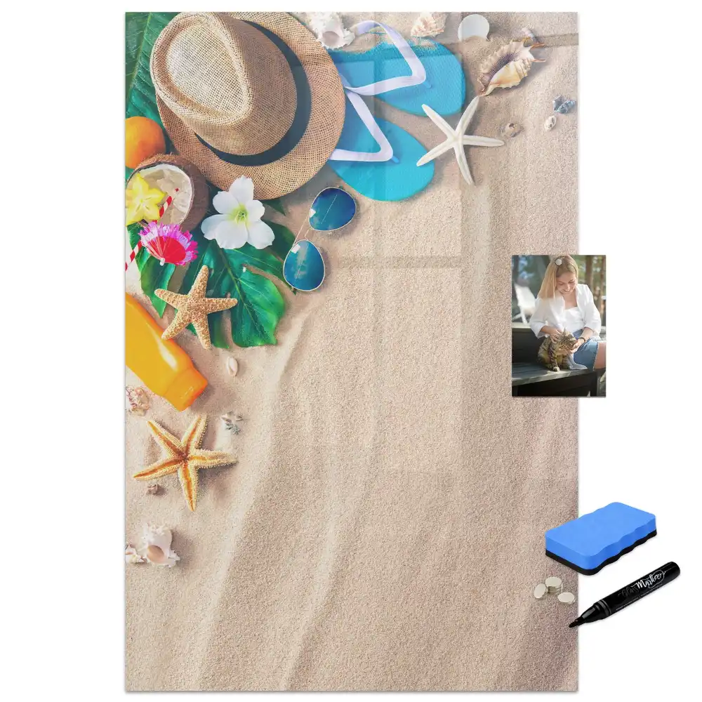 Tableau blanc magnétique effaçable à sec motif rivage sablonneux