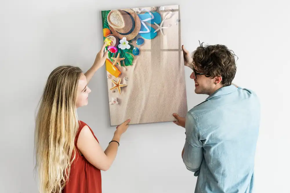 Tableau blanc magnétique effaçable à sec motif rivage sablonneux