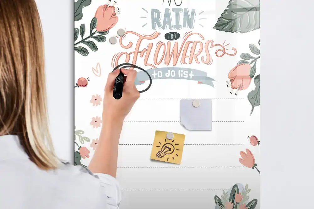 Tableau magnétique avec feutre et feuille de travail décorative