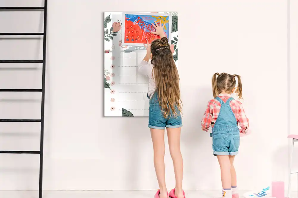Tableau magnétique avec feutre et feuille de travail décorative