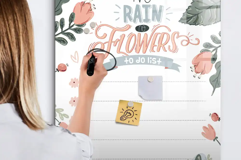 Tableau magnétique avec feutre et feuille de travail décorative