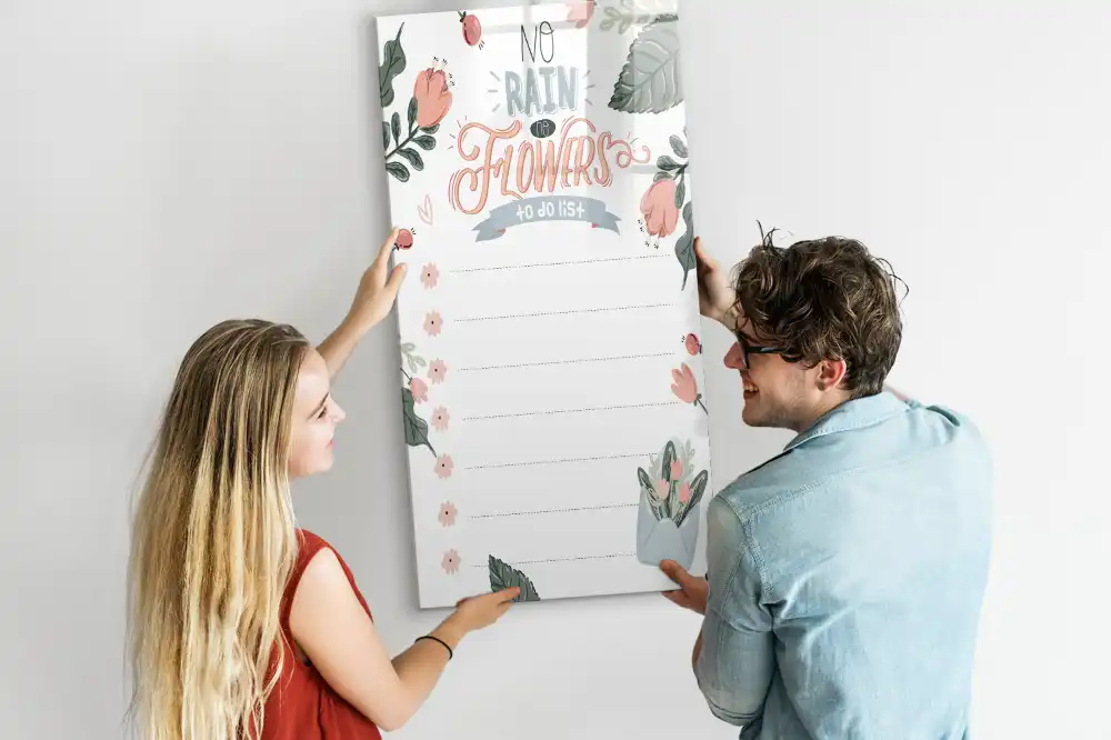 Tableau magnétique avec feutre et feuille de travail décorative