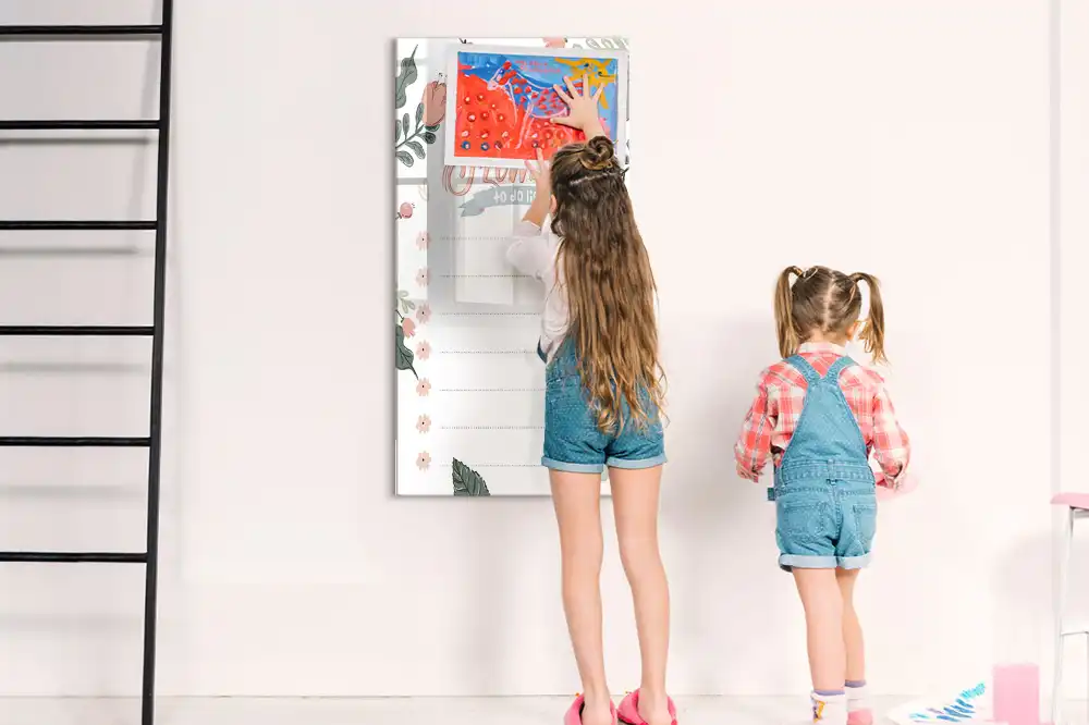 Tableau magnétique avec feutre et feuille de travail décorative