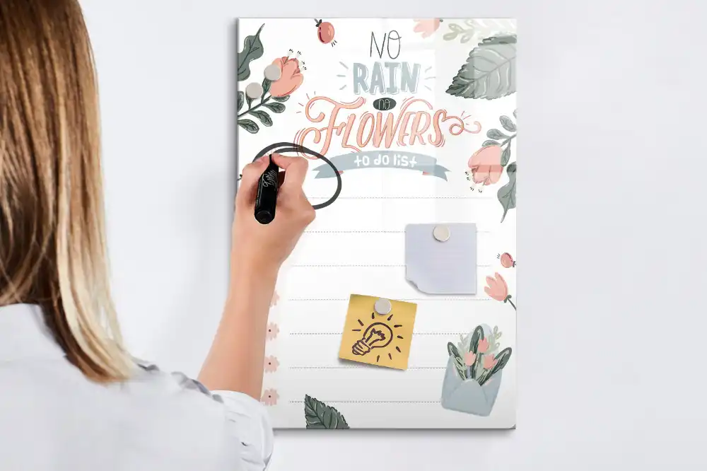 Tableau magnétique avec feutre et feuille de travail décorative