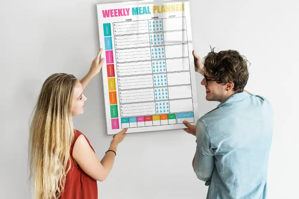 Tableau magnétique pour dessin et menu de la semaine