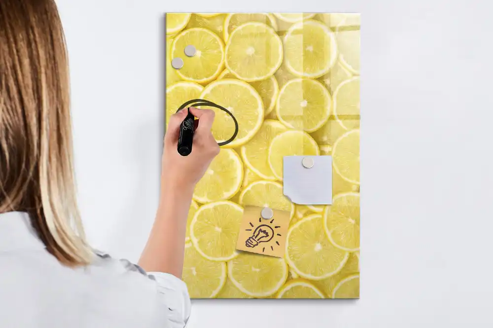 Tableau magnétique effaçable à motif tranches de citron