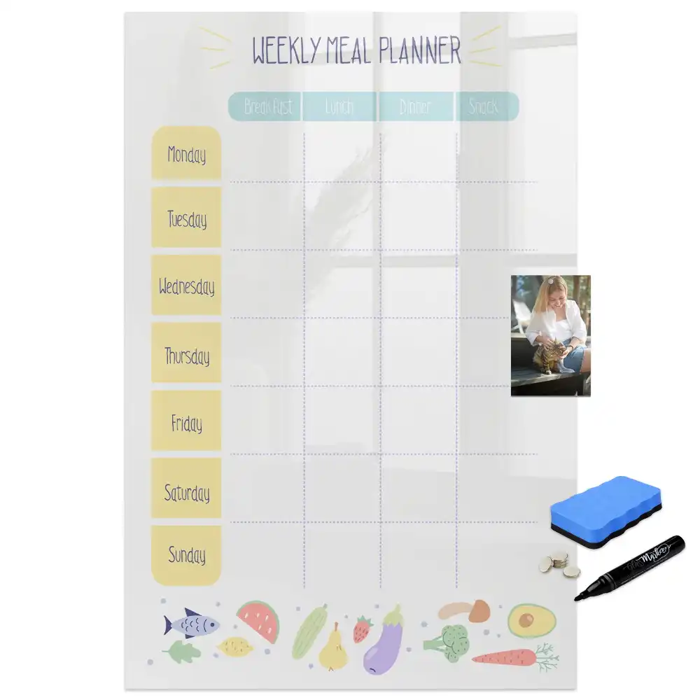Tableau blanc magnétique hebdomadaire effaçable à sec