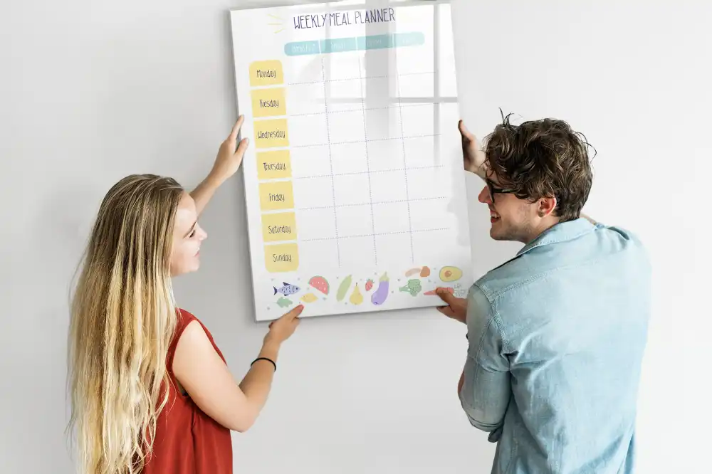 Tableau blanc magnétique hebdomadaire effaçable à sec