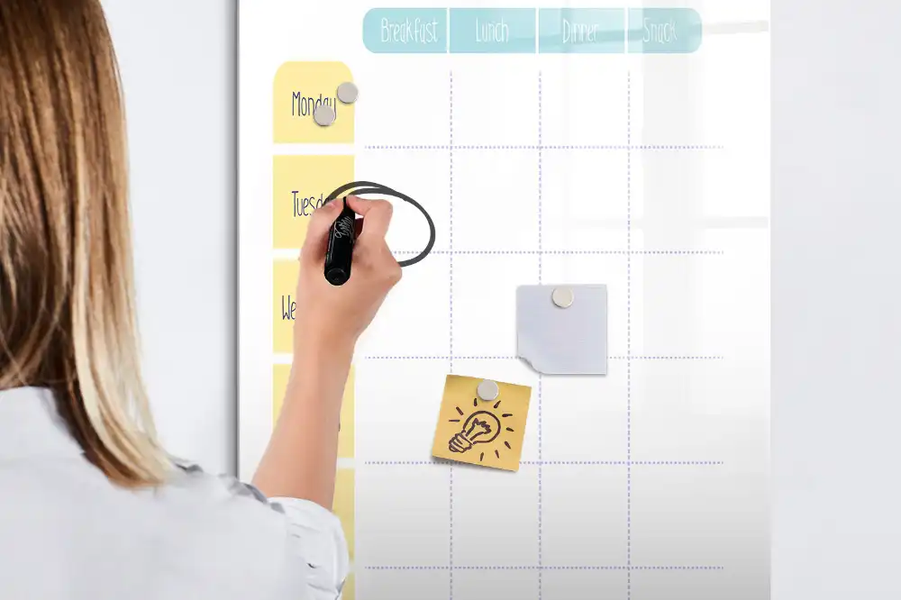Tableau blanc magnétique hebdomadaire effaçable à sec