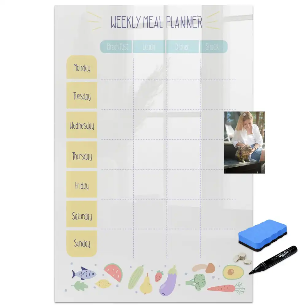 Tableau blanc magnétique hebdomadaire effaçable à sec