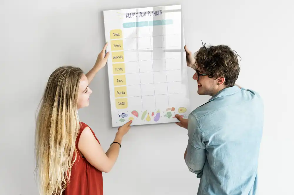 Tableau blanc magnétique hebdomadaire effaçable à sec