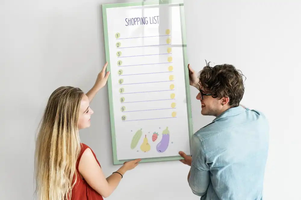 Tableau magnétique effaçable pour liste de courses