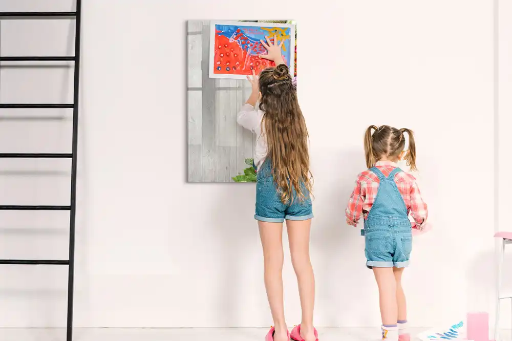 Tableau magnétique pour écriture sur légumes avec support comptoir en bois