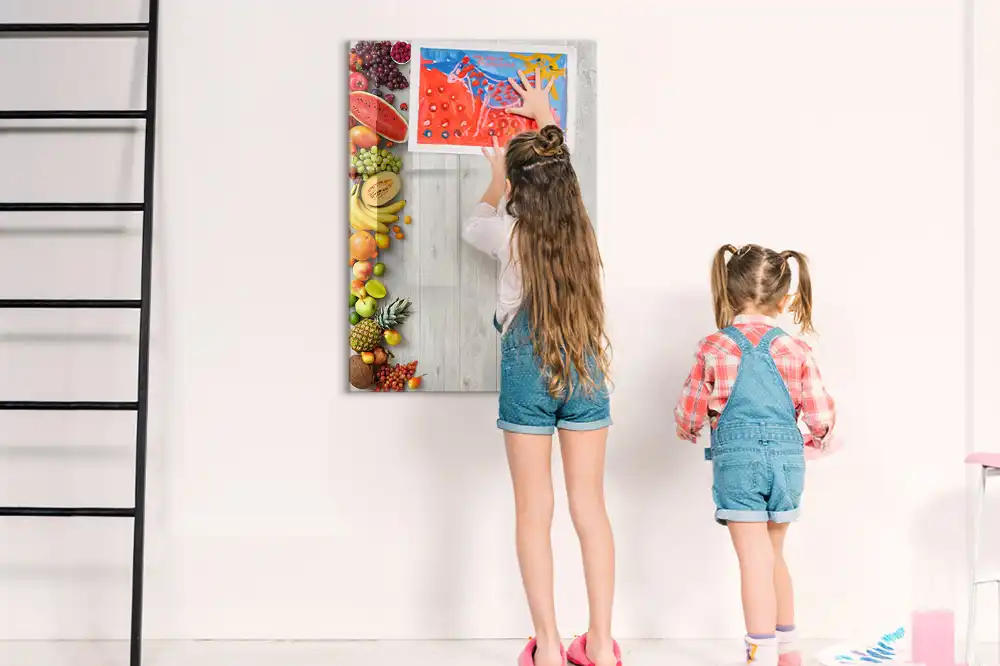Tableau magnétique pour dessin motif récolte fraîche sur bois