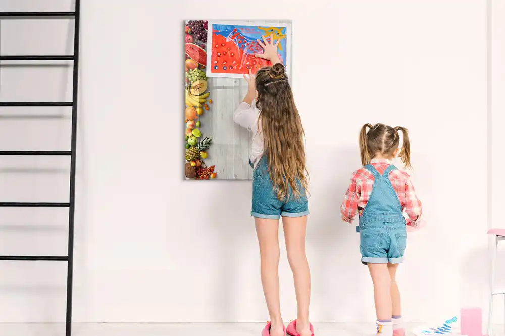 Tableau magnétique pour dessin motif récolte fraîche sur bois