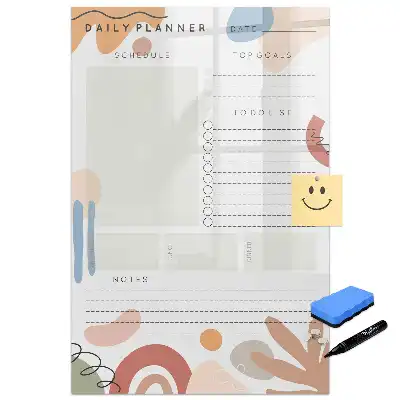 Tableau blanc magnétique effaçable à sec avec organisateur quotidien
