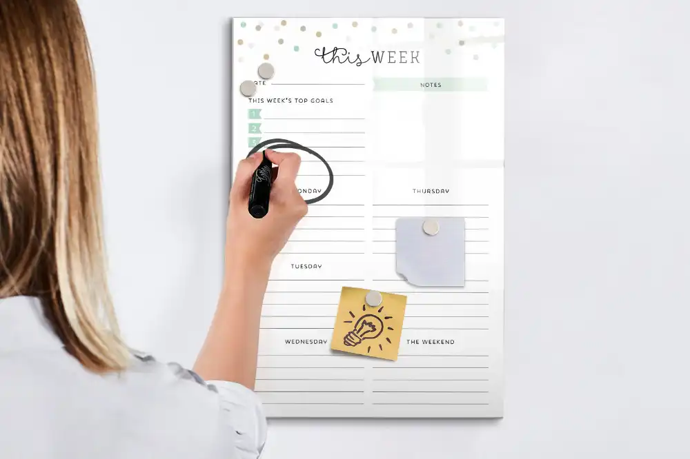 Tableau magnétique pour planning hebdomadaire