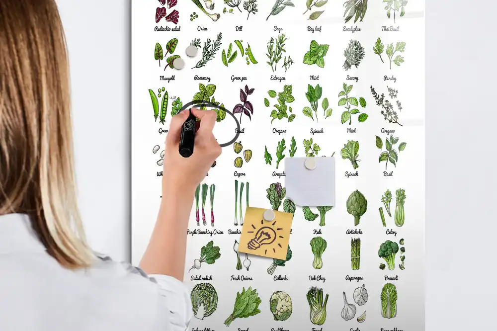 Tableau magnétique éducatif avec feutre sur le thème des légumes du jardin