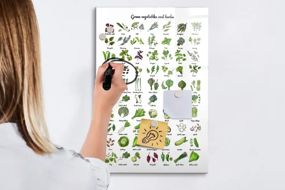 Tableau magnétique éducatif avec feutre sur le thème des légumes du jardin