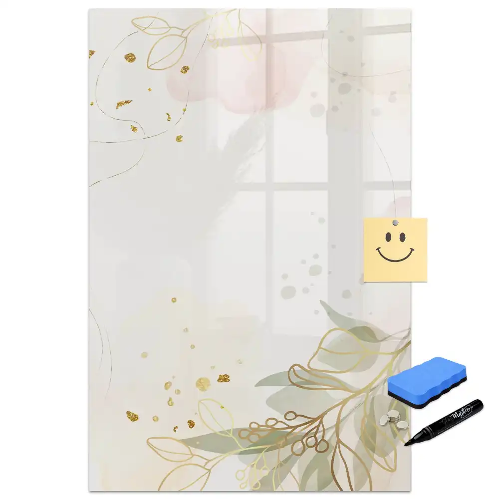 Tableau magnétique avec motif feutre botanique doré