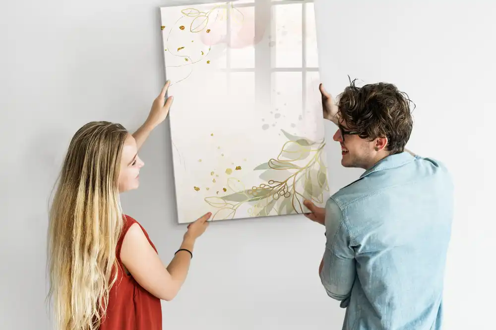 Tableau magnétique avec motif feutre botanique doré