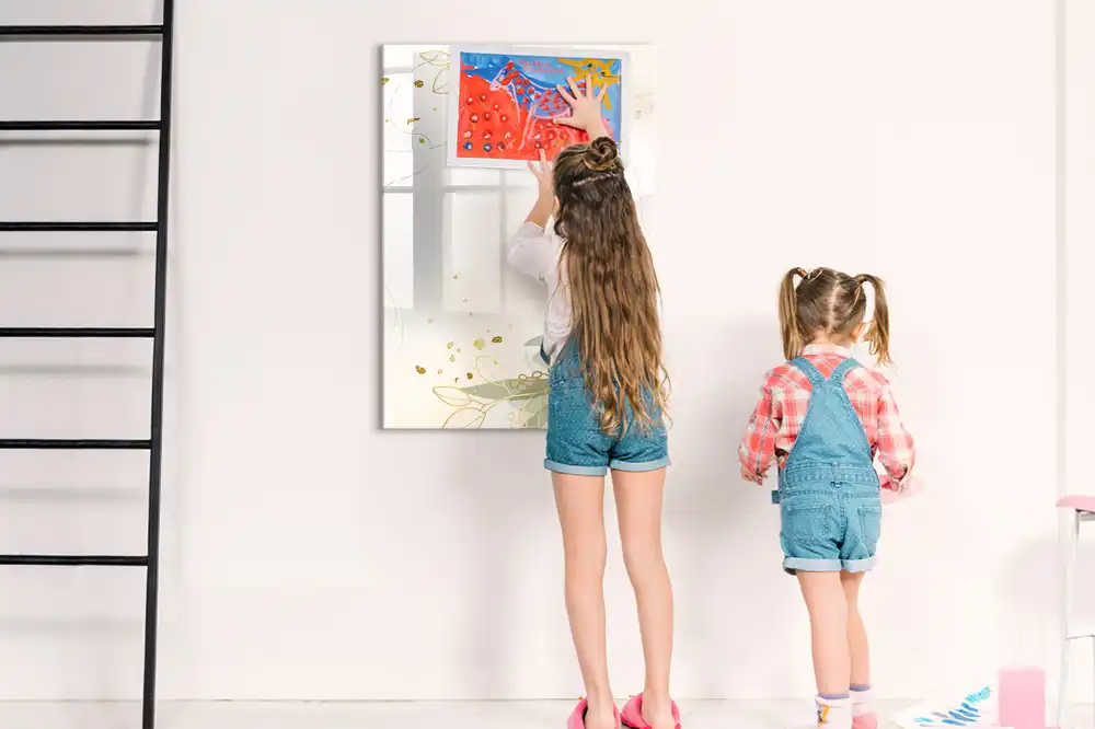 Tableau magnétique avec motif feutre botanique doré