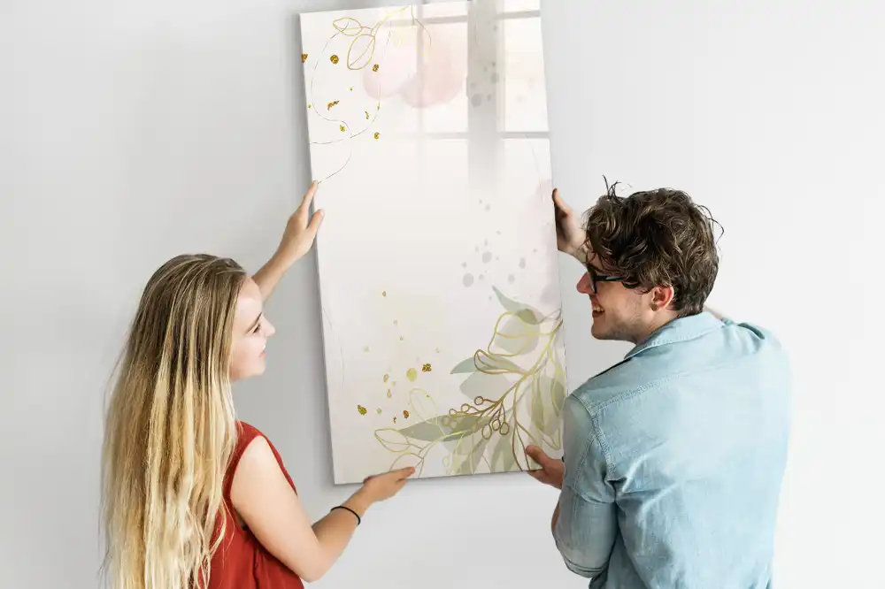 Tableau magnétique avec motif feutre botanique doré