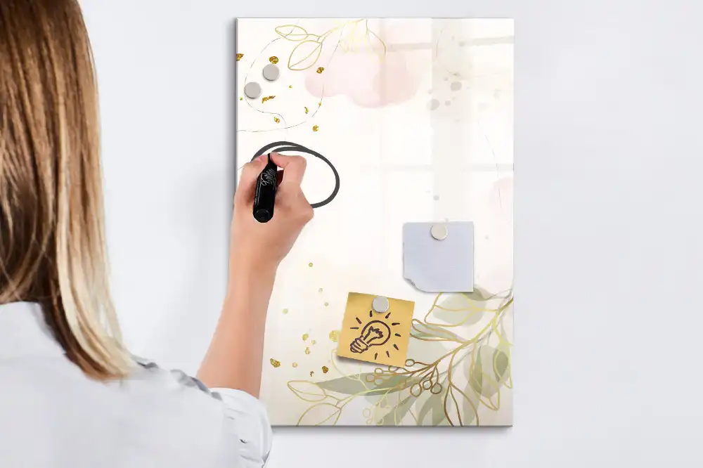 Tableau magnétique avec motif feutre botanique doré