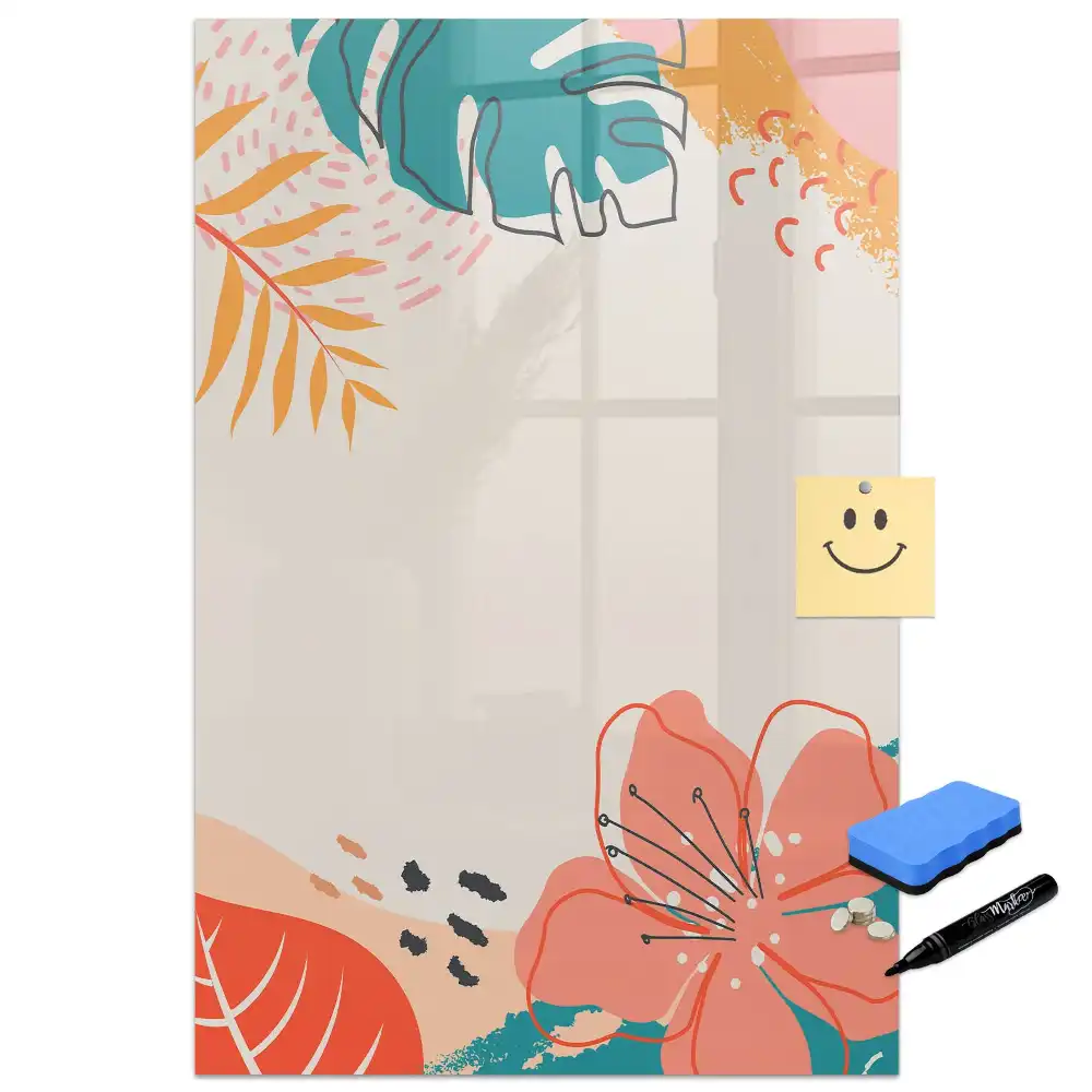 Tableau magnétique effaçable décor fleur de fête