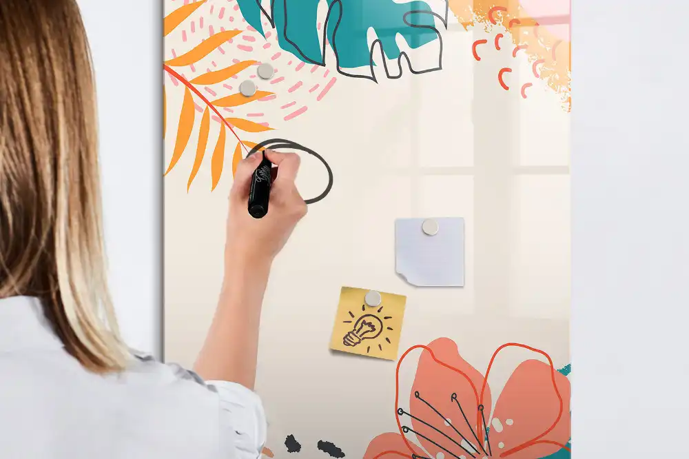 Tableau magnétique effaçable décor fleur de fête