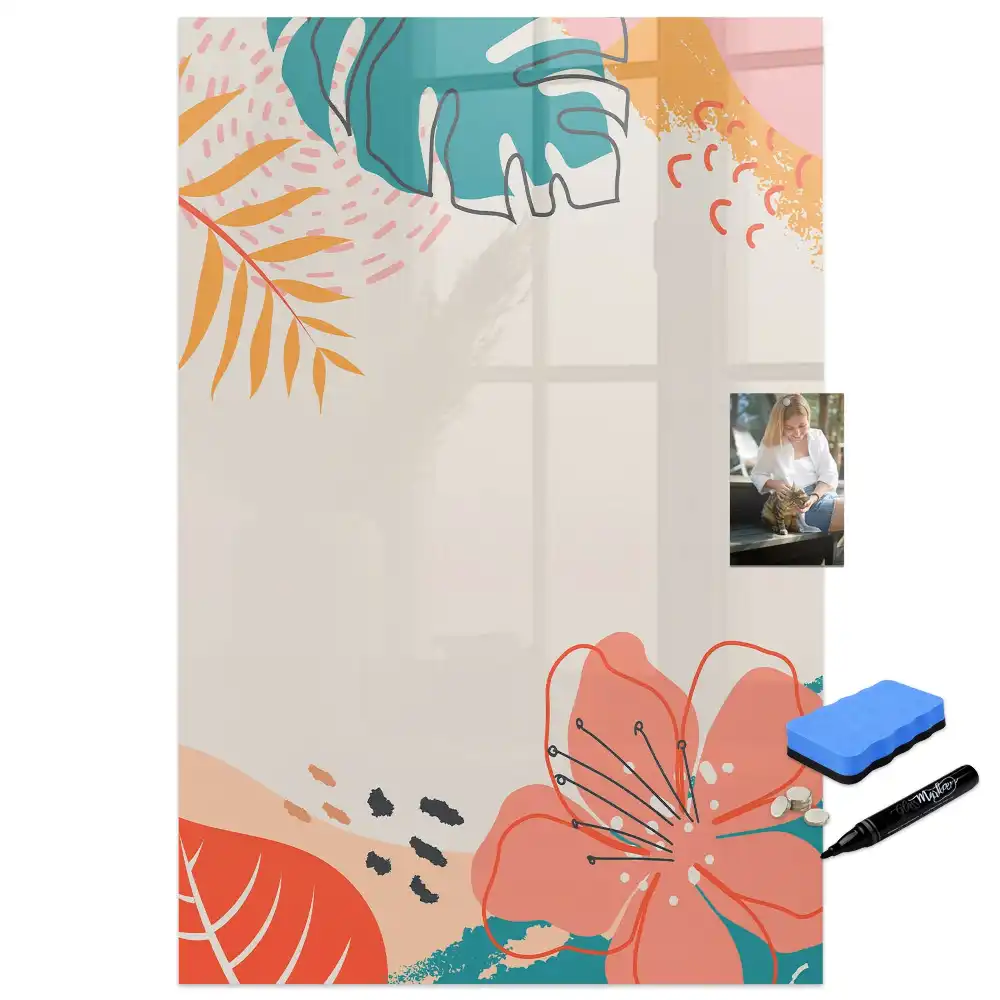 Tableau magnétique effaçable décor fleur de fête