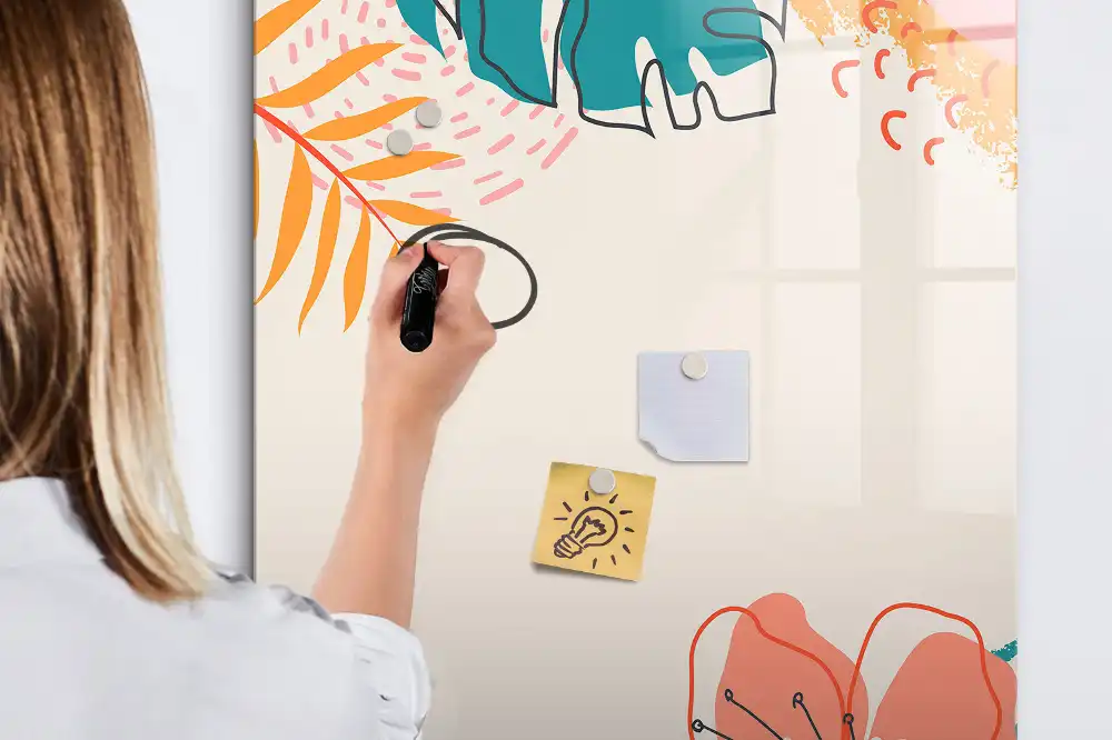 Tableau magnétique effaçable décor fleur de fête