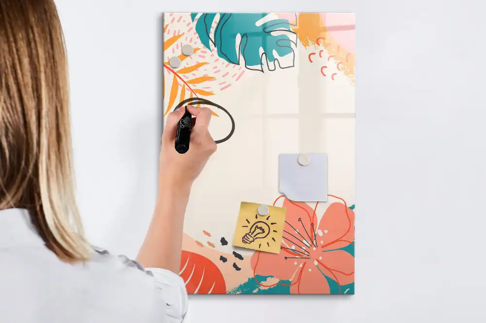 Tableau magnétique effaçable décor fleur de fête