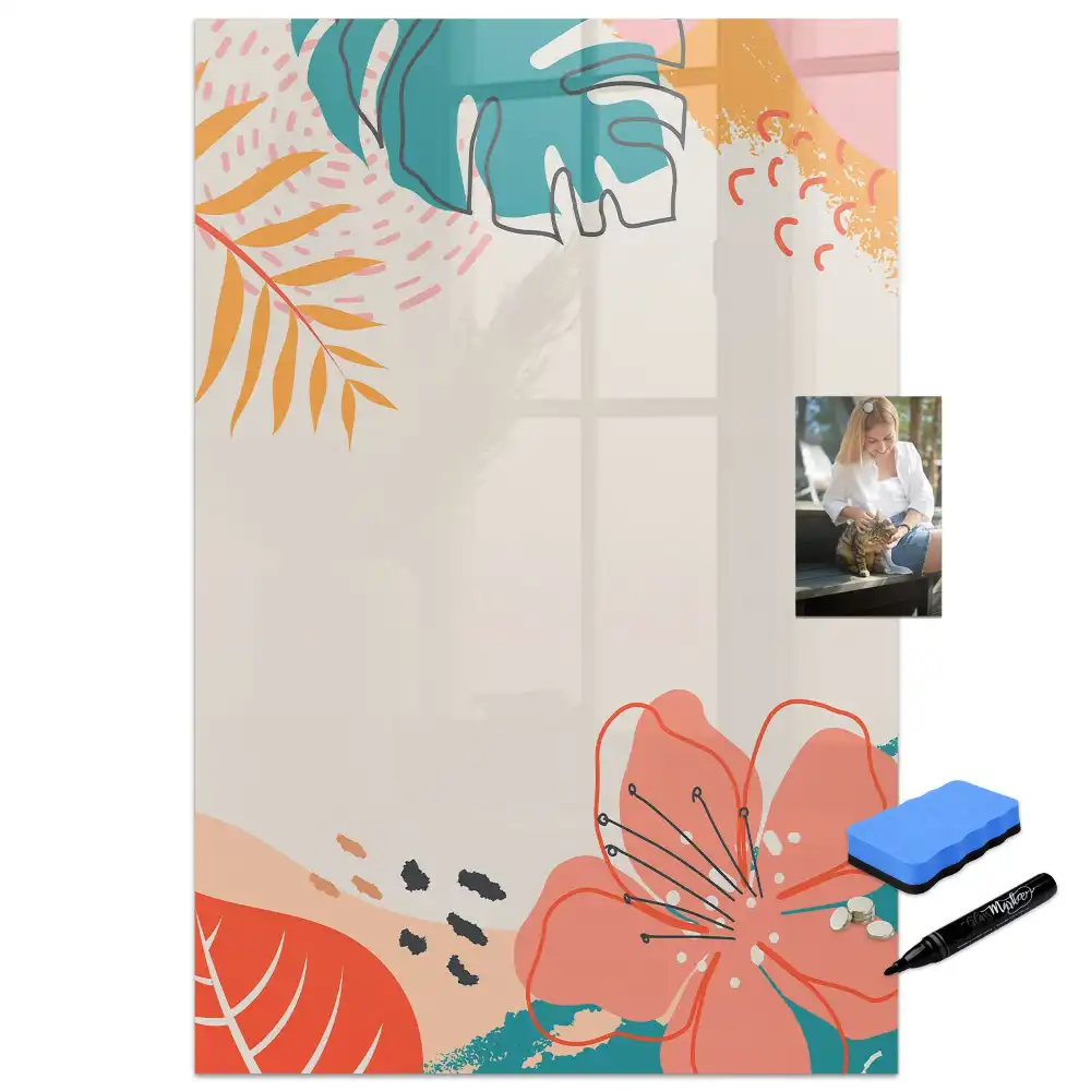 Tableau magnétique effaçable décor fleur de fête