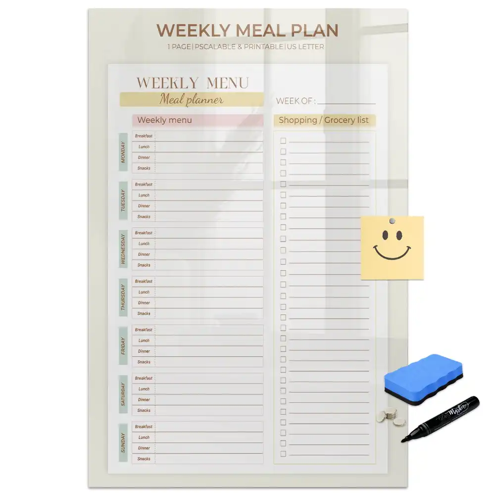 Tableau magnétique effaçable pour le planning des repas