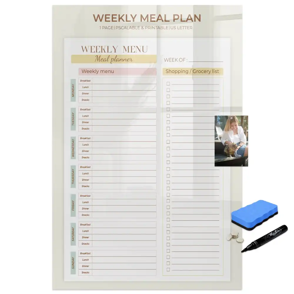 Tableau magnétique effaçable pour le planning des repas