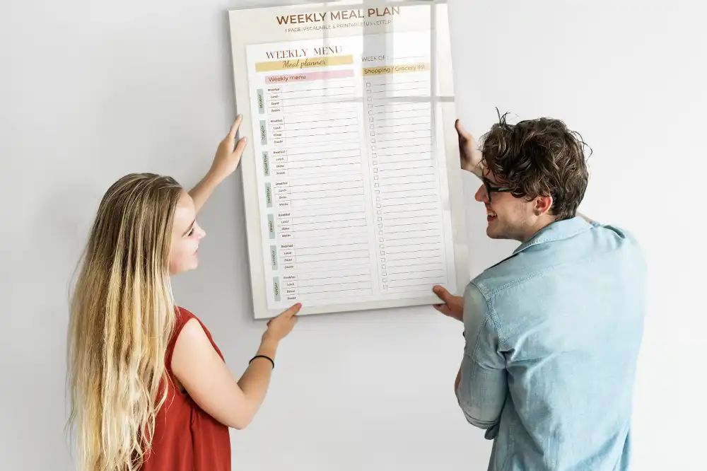Tableau magnétique effaçable pour le planning des repas
