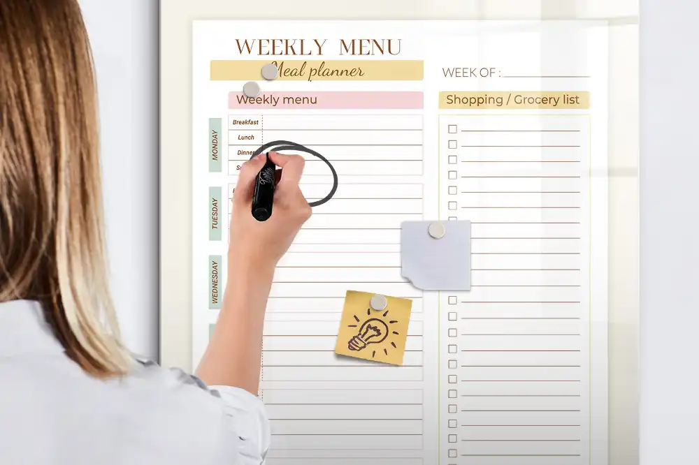 Tableau magnétique effaçable pour le planning des repas