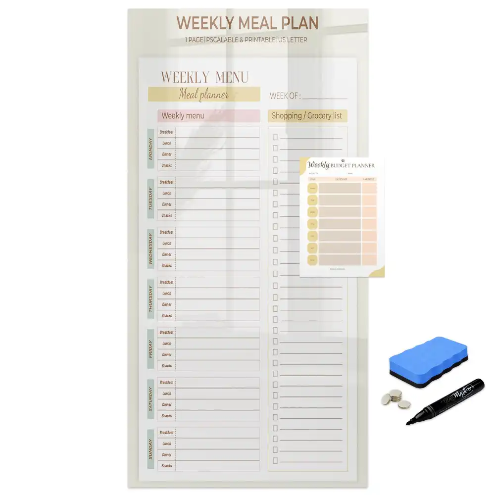 Tableau magnétique effaçable pour le planning des repas