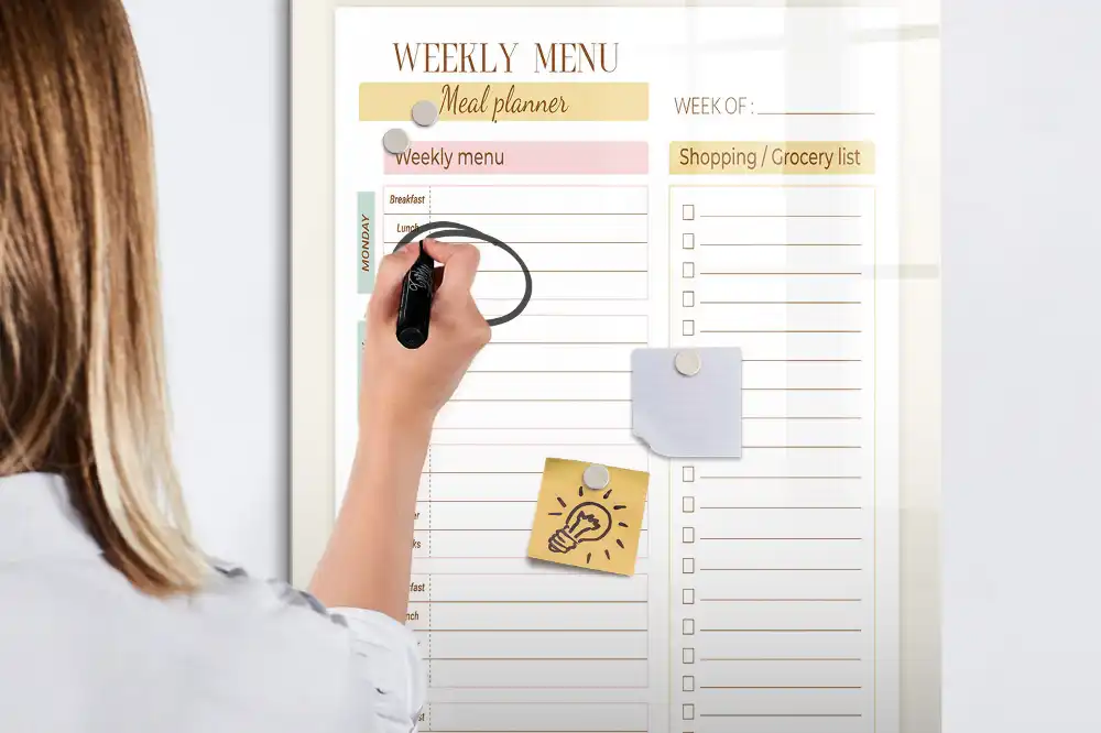Tableau magnétique effaçable pour le planning des repas