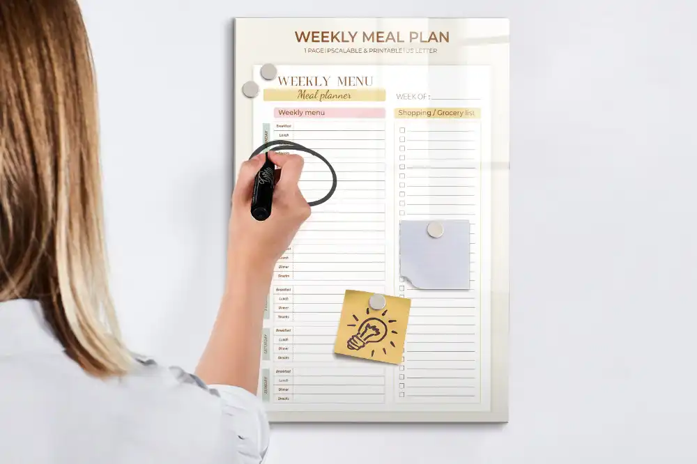Tableau magnétique effaçable pour le planning des repas