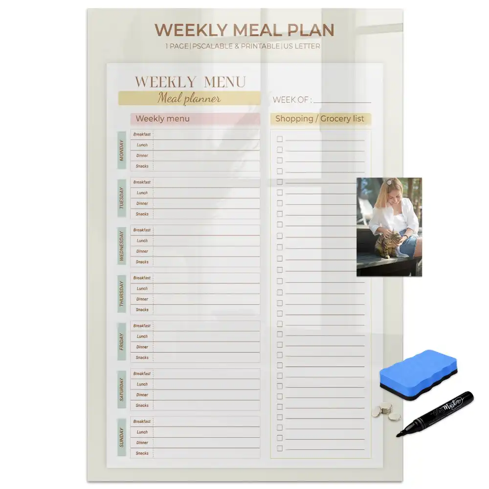 Tableau magnétique effaçable pour le planning des repas