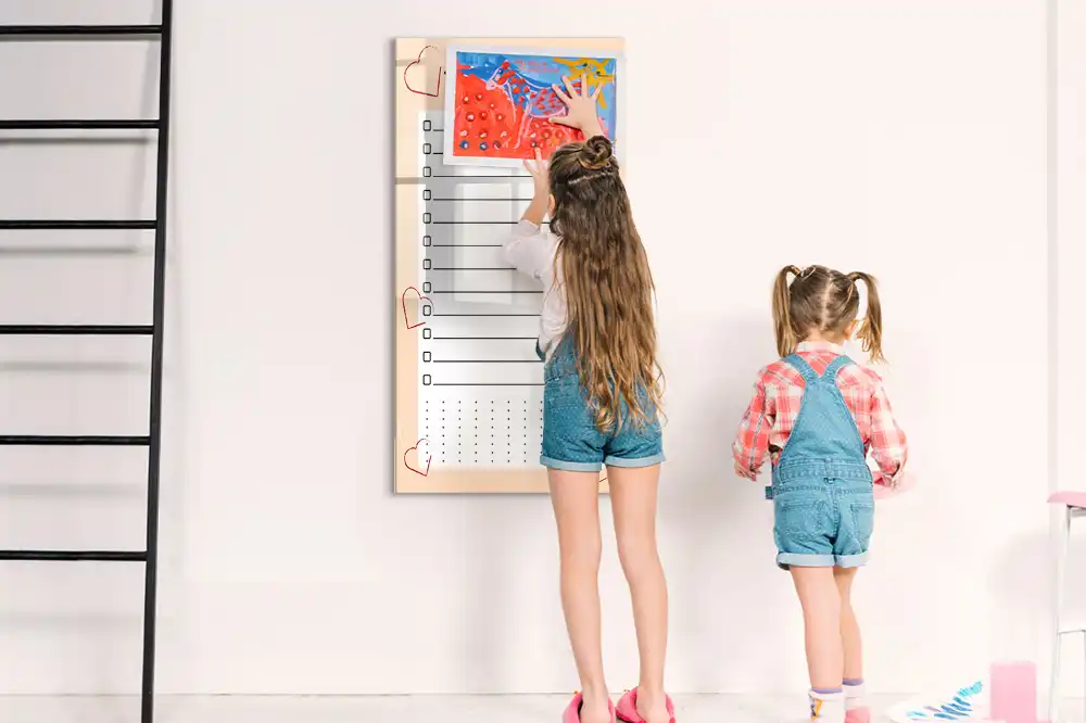 Tableau magnétique pour dessin et liste de priorités