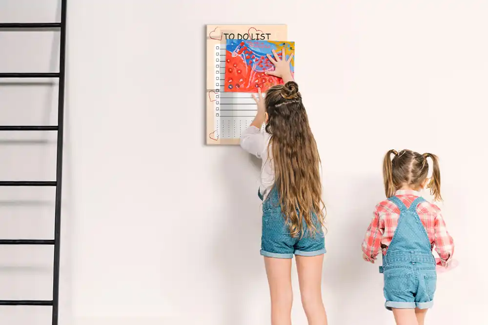 Tableau magnétique pour dessin et liste de priorités