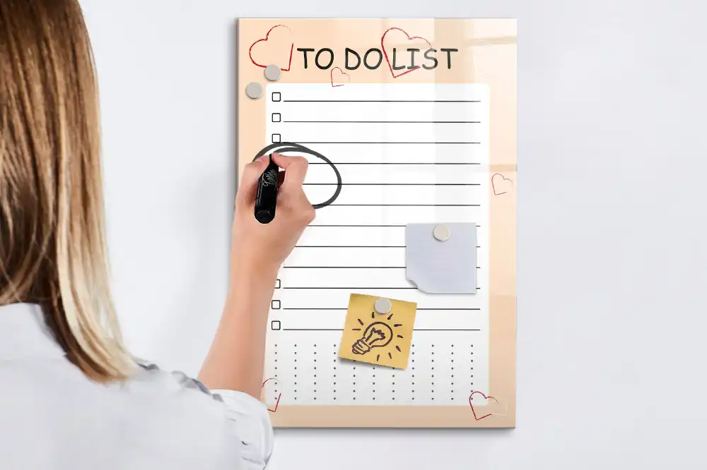 Tableau magnétique pour dessin et liste de priorités