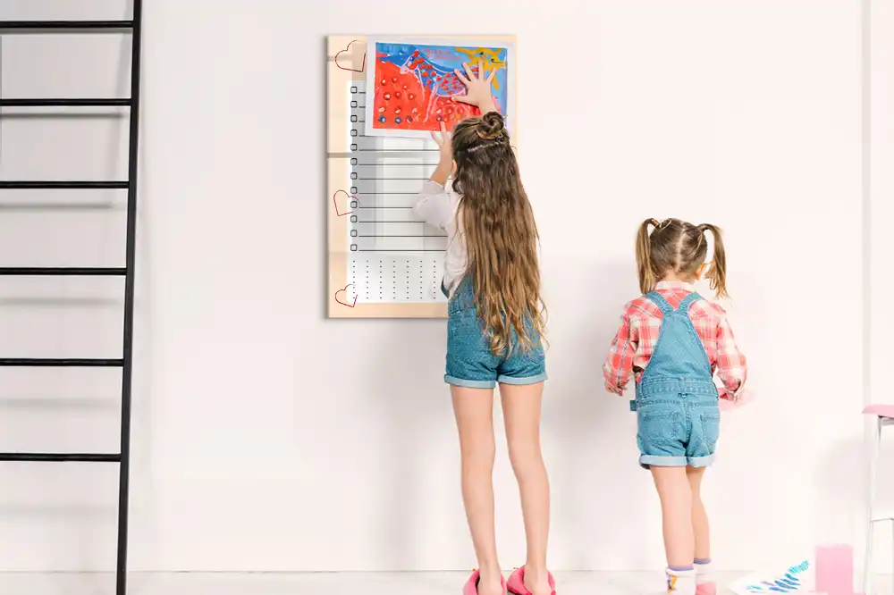 Tableau magnétique pour dessin et liste de priorités