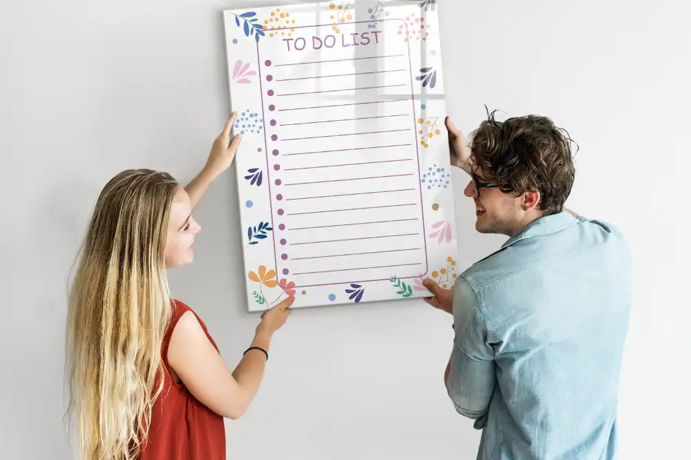 Tableau magnétique avec feutre pour tâches quotidiennes
