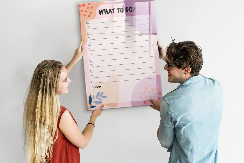 Tableau blanc magnétique effaçable à sec hebdomadaire